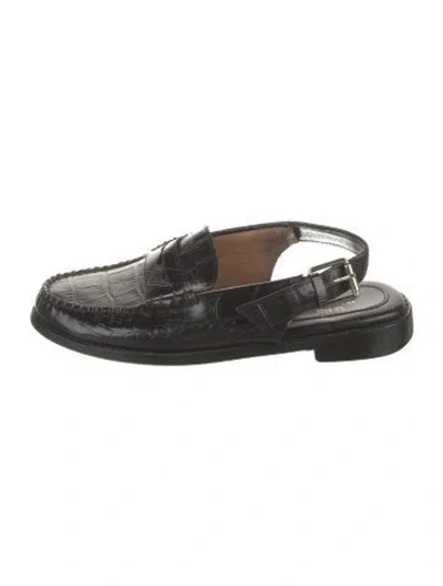 Pre-owned G.h. Bass & Co. Leather Slingback Flats In Black