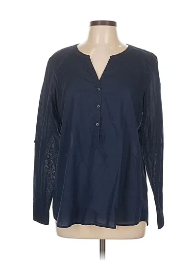 Pre-owned G.h. Bass & Co. Long Sleeve Blouse In Blue