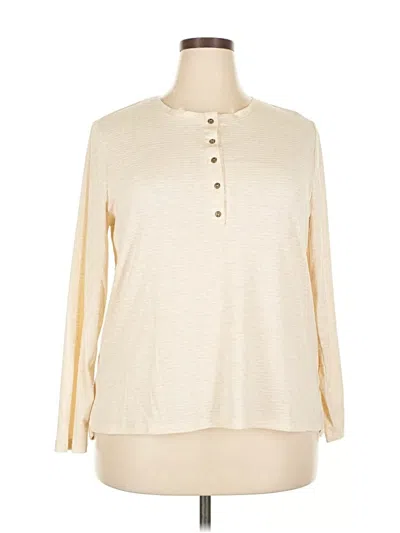 Pre-owned G.h. Bass & Co. Long Sleeve Henley Shirt In White