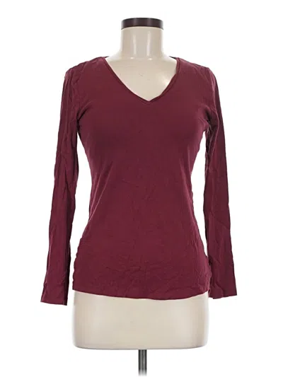 Pre-owned G.h. Bass & Co. Long Sleeve Top Burgundy V-neck Tops