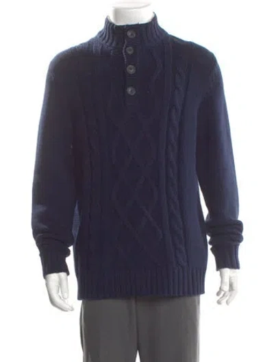 Pre-owned G.h. Bass & Co. Mock Neck Long Sleeve Polo Sweater In Blue