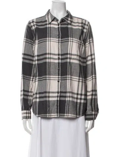 Pre-owned G.h. Bass & Co. Plaid Print Long Sleeve Button-up Top In Black