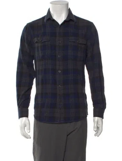 Pre-owned G.h. Bass & Co. Plaid Print Long Sleeve Shirt In Blue