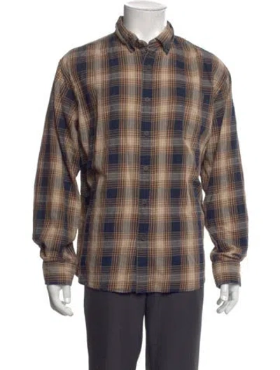 Pre-owned G.h. Bass & Co. Plaid Print Long Sleeve Shirt In Brown
