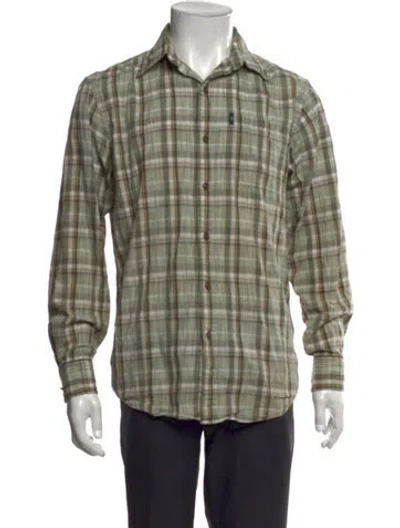 Pre-owned G.h. Bass & Co. Plaid Print Long Sleeve Shirt In Green