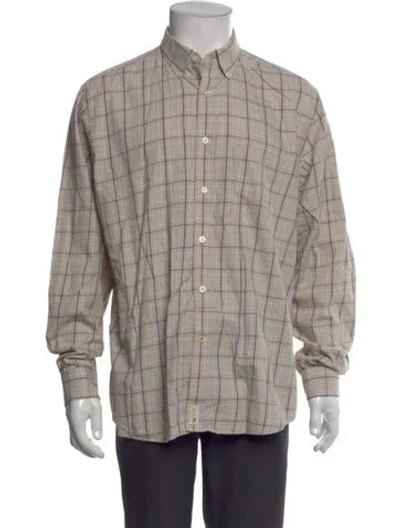 Pre-owned G.h. Bass & Co. Plaid Print Long Sleeve Shirt In Neutral