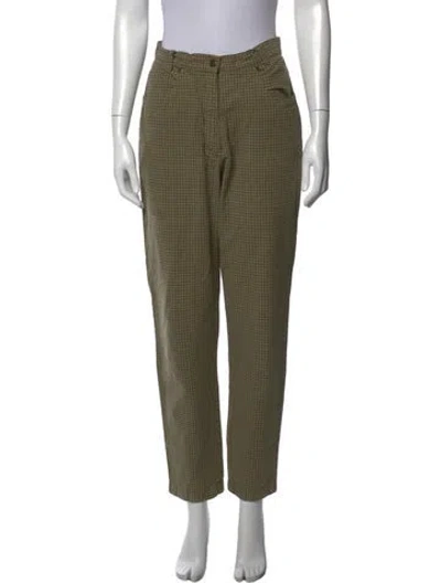 Pre-owned G.h. Bass & Co. Plaid Print Straight Leg Pants In Green