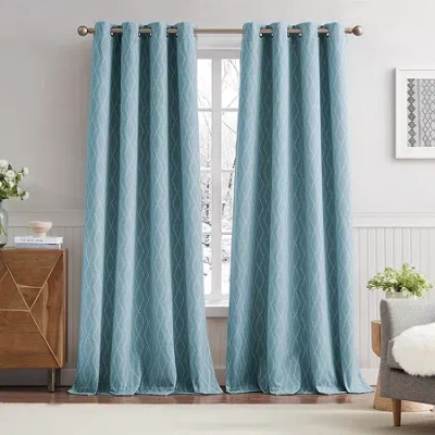 G.h. Bass & Co. River Grommet Top Blackout Set Of 2 Curtain Panel In Blue