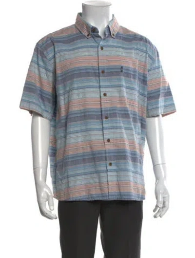 Pre-owned G.h. Bass & Co. Striped Short Sleeve Shirt In Blue
