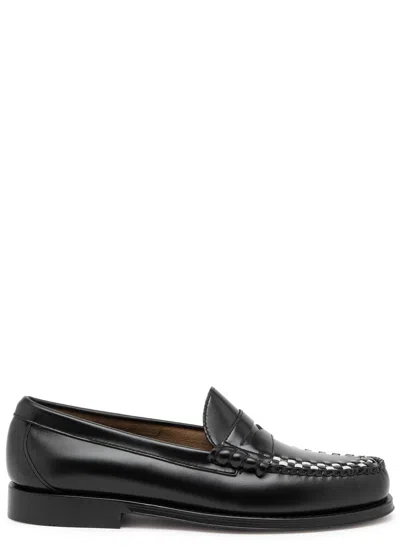 G.h. Bass & Co G.h Bass & Co Weejuns Larson Weave Glossed Leather Loafers In Black