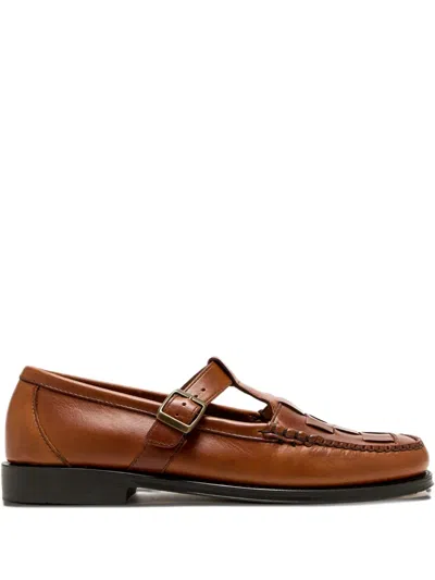 G.h. Bass & Co. Woven Buckled Monk Shoes In Brown
