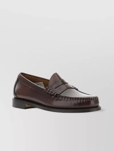 Gh Bass Block Heel Moc Toe Penny Loafer In Brown