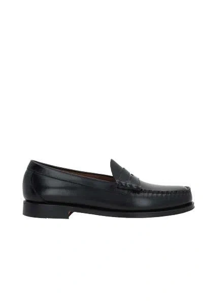 Gh Bass Penny Loafer With Low Block Heel And Moc Toe In White
