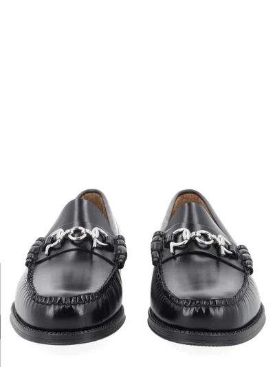 Gh Bass Monk Strap Shoes Round Toe Metal Detail In Black