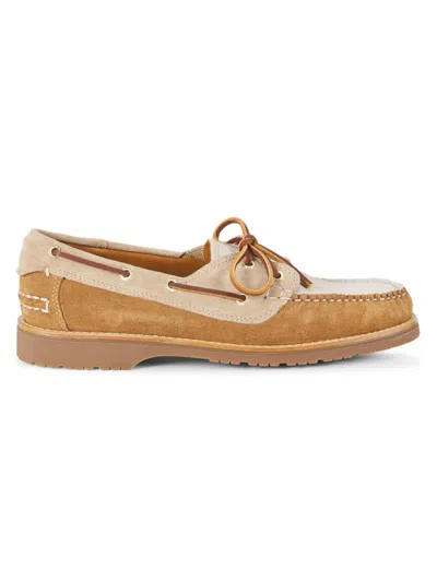 Gh Bass G. H. Bass Men's Hampton Tonal Colorblocked Suede Boat Shoes In Brown