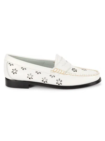 Gh Bass G. H. Bass Men's Whitney Cut Out Leather Penny Loafers In White
