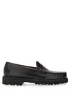Gh Bass Penny Loafer With Low Block Heel And Moc Toe In Black