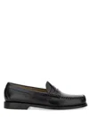 Gh Bass Penny Loafer With Low Block Heel And Moc Toe In Black