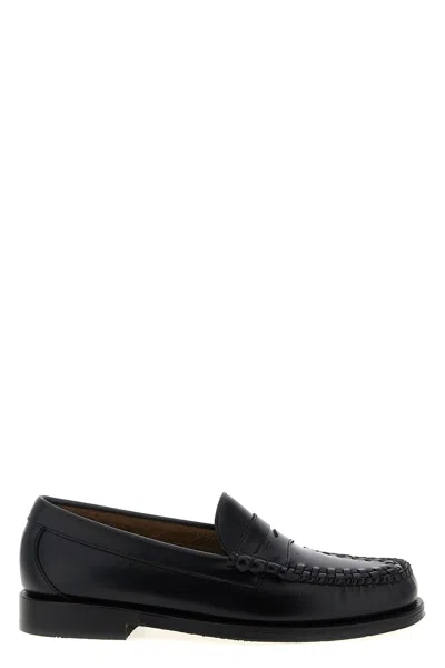 Gh Bass Round Toe Penny Loafers With Stitched Detail In Black