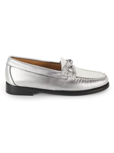 Gh Bass G. H. Bass Women's Lianna Metallic Leather Bit Loafers In Silver White