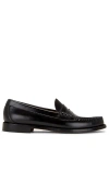 Gh Bass Weejuns Heritage Larson Weave Polished-leather Penny Loafers In Black