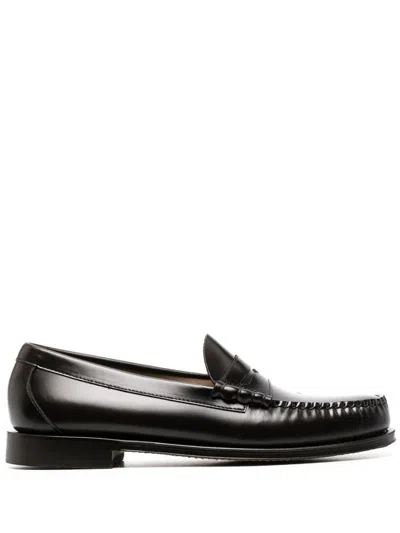 Gh Bass Weejuns Heritage Larson Weave Polished-leather Penny Loafers In Black