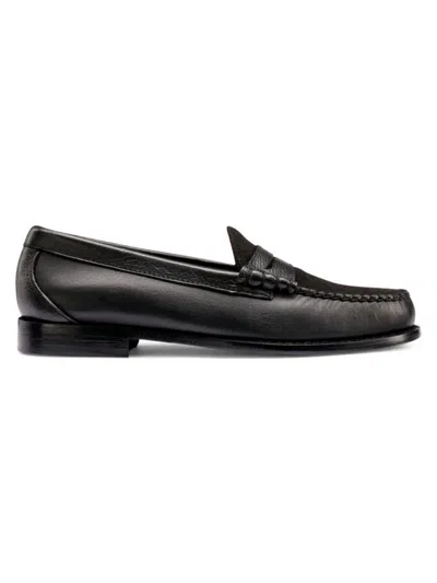 GH BASS MEN'S LARSON LETTERMAN LEATHER & SUEDE PENNY LOAFERS
