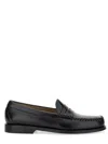 Gh Bass Penny Loafer With Low Block Heel And Moc Toe In Black