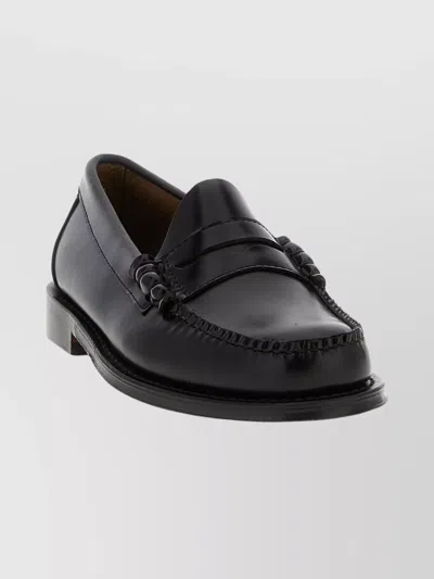 GH BASS ROUND TOE PENNY LOAFERS WITH STITCHED DETAIL