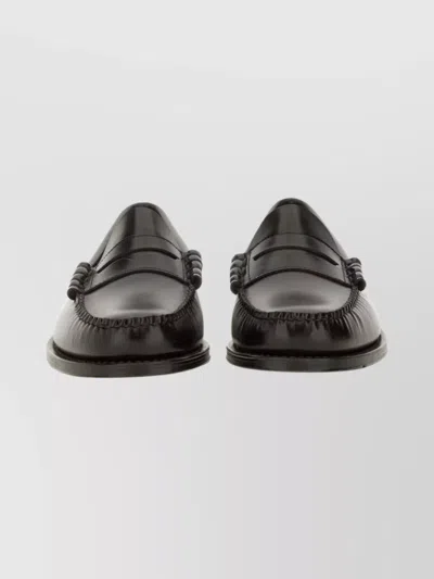 GH BASS ROUND TOE PENNY LOAFERS WITH STITCHED DETAIL
