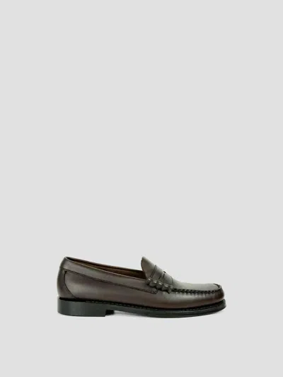 Gh Bass Weejun Heritage Larson Loafers In Cow Leather With Rubber Sole In Brown