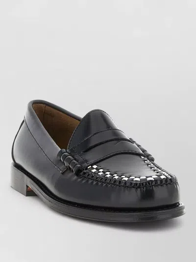 Gh Bass Weejuns Larson Weave Loafers Stitched Sole In Black