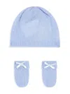 G.h. Hurt & Son Cashmere Beanie And Mittens Set In Blue