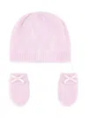G.h. Hurt & Son Cashmere Beanie And Mittens Set In Pink