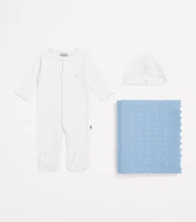 G.h. Hurt & Son G. H. Hurt & Son Kids All-in-one, Hat And Shawl Set In Blue