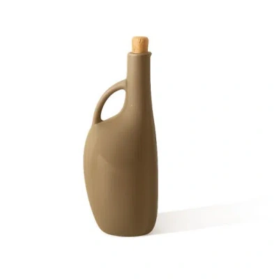 Gharyan Stoneware Canard Olive Oil Dispenser In Brown