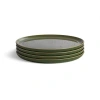 Gharyan Stoneware Edan Flat Dinner Plate, Set Of 4 In Green