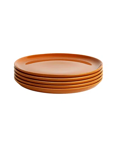 Gharyan Stoneware Edan Flat Dinner Plate, Set Of 4 In Orange
