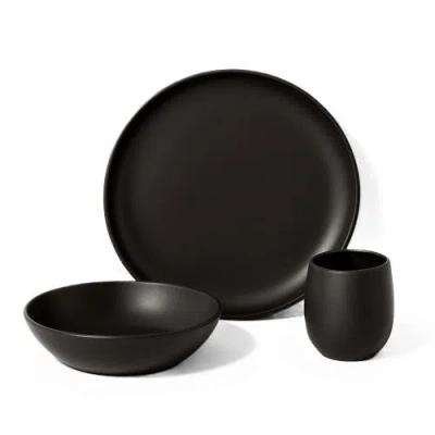 Gharyan Stoneware Gourmet Breakfast Dishes, Set Of 12 In Black