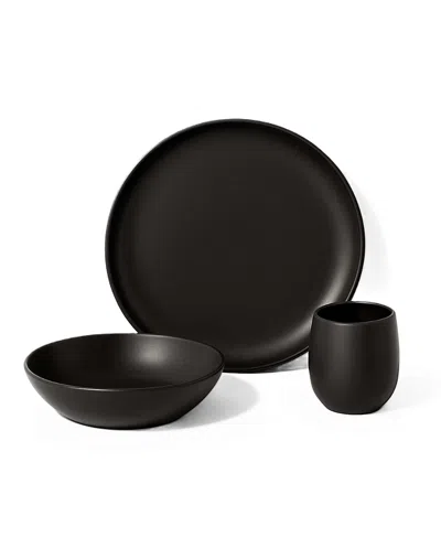 Gharyan Stoneware Gourmet Breakfast Dishes, Set Of 12 In Black