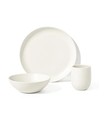 Gharyan Stoneware Gourmet Breakfast Dishes, Set Of 12 In White