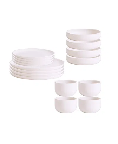 Gharyan Stoneware Le Gourmand Dinnerware, Set Of 16 Pieces In White