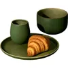 Gharyan Stoneware Minimalist Dinnerware Set In Green