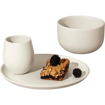 Gharyan Stoneware Minimalist Dinnerware Set In White