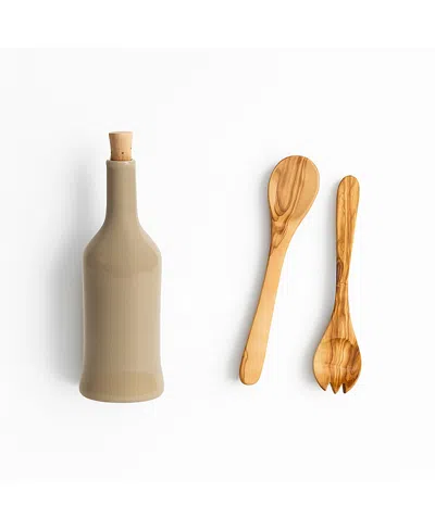 Gharyan Stoneware Olive Essence Duo, Set Of 3 In Neutral