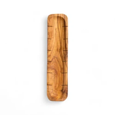 Gharyan Stoneware Olive Wood Bread Slicing Board In Brown