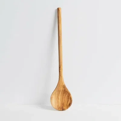 Gharyan Stoneware Round Olive Wood Cooking Spoon In Medium Wood