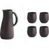 Gharyan Stoneware Serenity Jug & Cup Set In Black