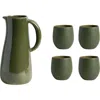 Gharyan Stoneware Serenity Jug & Cup Set In Green