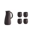 Gharyan Stoneware Serenity Jug & Cups, Set Of 5 In Gray